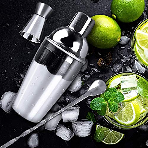 PowCube Cocktail Set,11-teiliges Cocktail Shaker Set,550 ml Edelstahl Bar Tool Set Barkeeper Kit mit Holzständer… – Bild 4