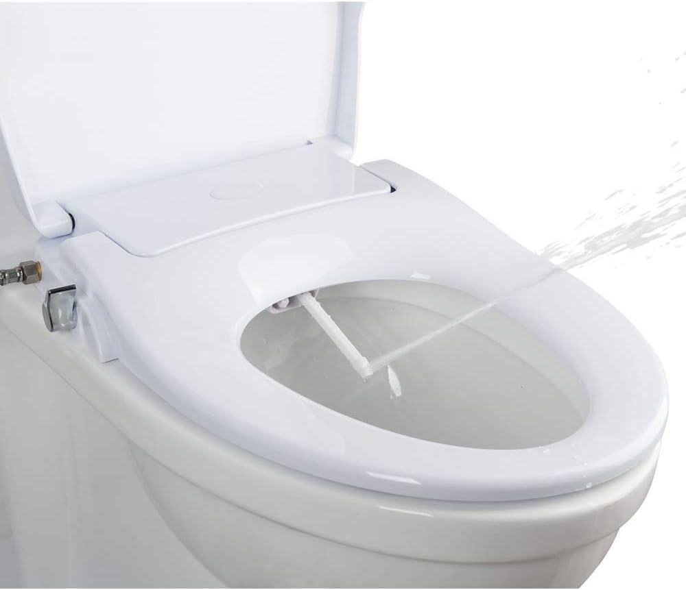 IBAMA Bidet Toilet Seat With Self Cleaning Dual Nozzles Separated Rear & Feminine Cleaning, Non