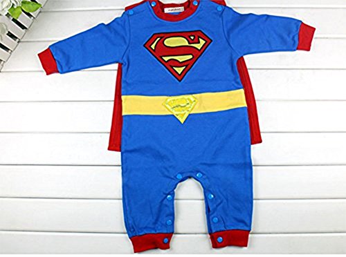 StylesILove Baby Boy Superman Costume Jumpsuit and Cape Blue