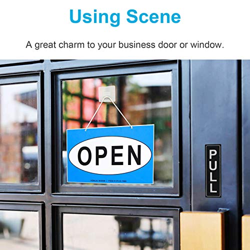 Business Hours Sign, Open Closed Push Pull Door Signs Kit - Vinyl Number Stickers & 2 Adhesive Hooks Included, Perfect for Business Store Bar Office Window