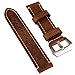 szzijia 22mm Black Brown Genuine Leather Watchband Wristwatch Watch Band Stainless Buckle
