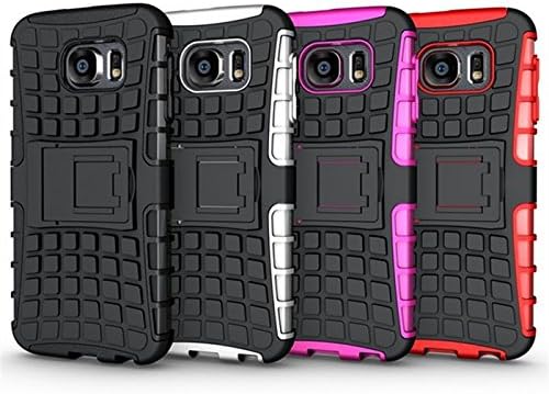 Galaxy S6 Stand Case, HLCT Rugged Shock Proof Dual-Layer PC and Inner TPU Case With Built-In Stand Kickstand for Samsung Galaxy S6 (2015) (Red)