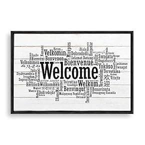 Framed Canvas Wall Art Welcome Canvas Prints Home Artwork Decoration for Living Room,Bedroom - 16x24 inches