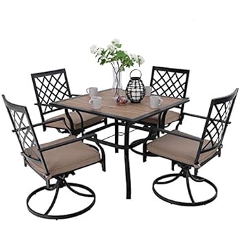 Amazon.com: PHI VILLA 5 Piece Outdoor Patio Bistro Swivel ...