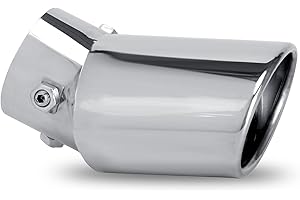 Dsycar Universal 1.5-2.25 Inch Adjustable Inlet Exhaust Tips, Bolt-On Design Chrome Plated Stainless Steel Exhaust Tailpipe Tips (Silver Curved)