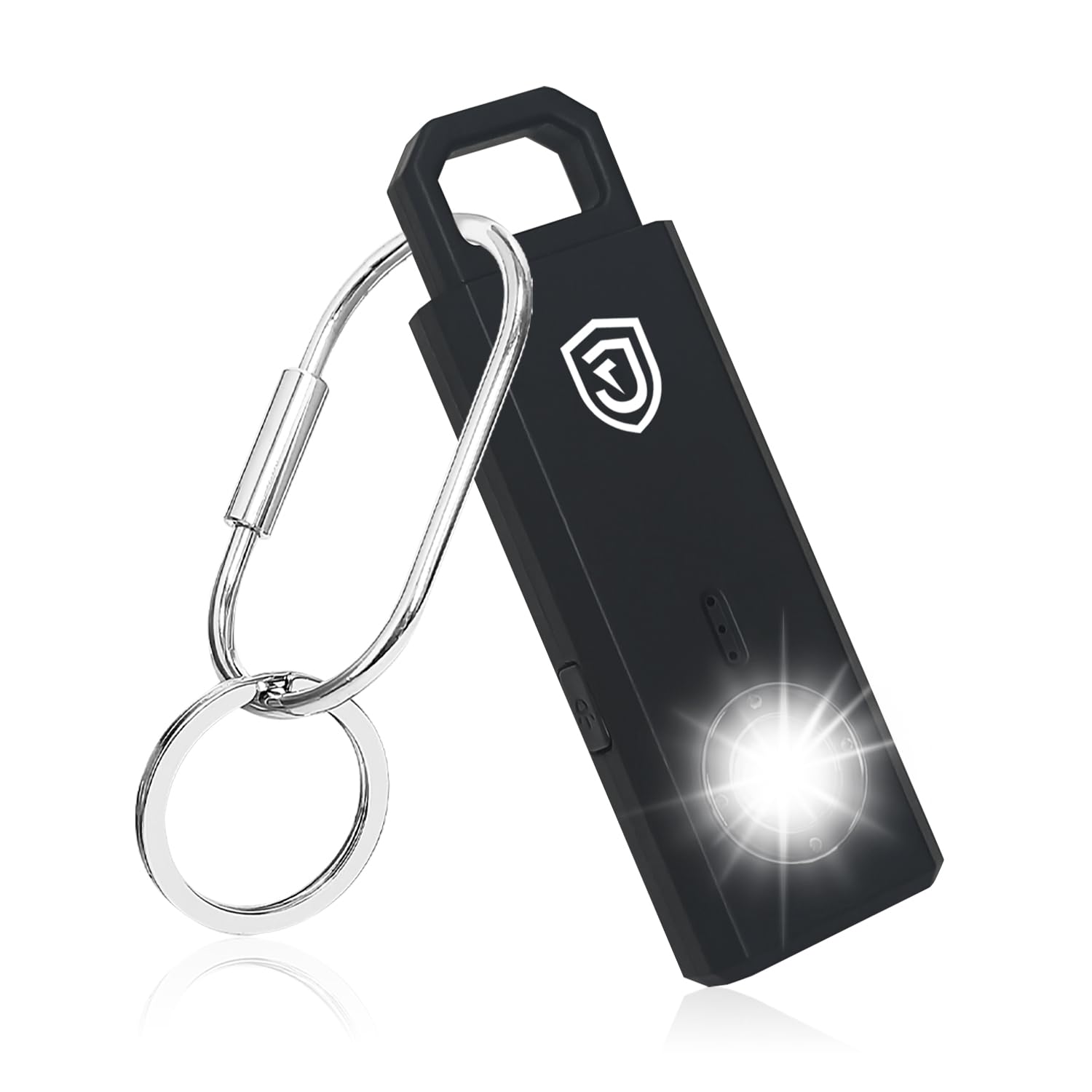 JUSTOP Personal Safety Alarm, 130Db Siren, Pocket Self Defence Keychain, USB-C Rechargeable, With LED Torch, Strobe lights, Travel Luggage Alarm, For Women Elderly Dog Walker (Black)
