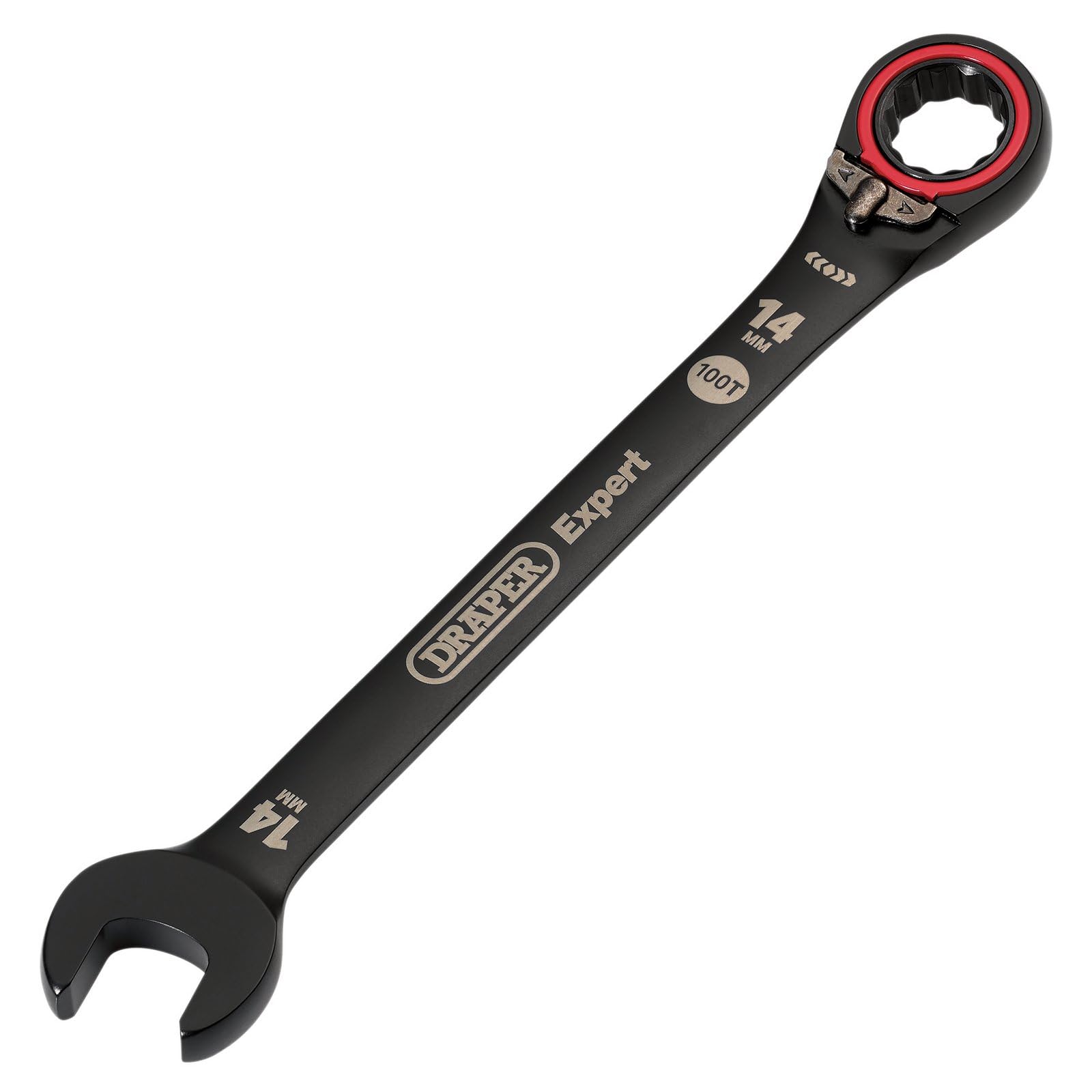 Draper 03904 Expert HI-TORQ Metric Reversible Ratchet Combination Spanner, 14mm, Black