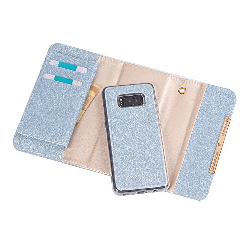 image for TechCode Samsung S8 Wallet Case, Women Elegant Stylish Candy Colour Bl