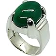 14 Carat Natural Yemeni Deep Green Aqeeq Mens Plain Elegant Ring Sterling Silver 925 Handmade Sabz Aqeeq Ring Gift for Him Agate Ring Religious Ring (7)