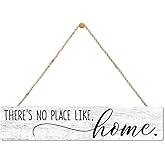 AGMDESIGN There's No Place Like. Home. Wooden Sign, Rustic Wall Decor for Shelf Desk Front Door, Farmhouse Bedroom Kitchen Bathroom Living Room Hanging Wooden Plaque, New Home Gifts for Friend Coworker