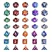 iBaseToy DND Dice Set, Polyhedral 7-Die Dice Set, Role Playing Game Dice Dungeons Dragons, Double Colors D&D Dice Sets Table Games Grey Pouch