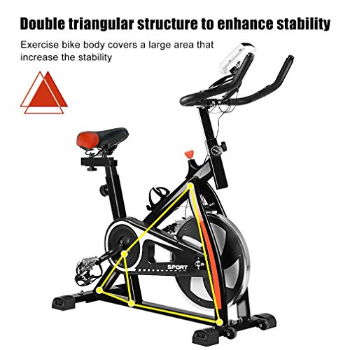 Water-chestnut Update Indoor Exercise Bike, Belt Drive Indoor Exercise Stationary Bike, Stationary Bike with LCD Display and Heart Rate Monitor for Fitness ... (Black)