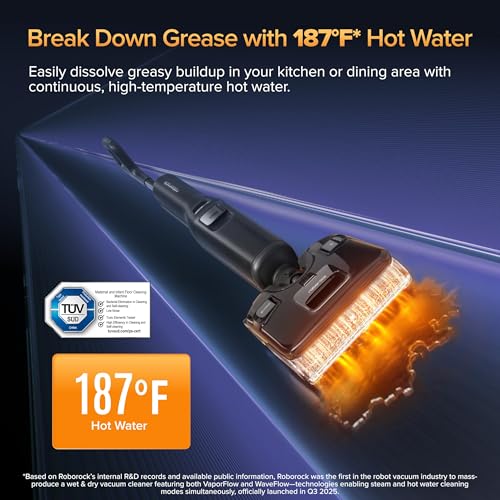 roborock F25 Ultra Wet Dry Vacuum Cleaner 22000Pa,Working 75 min,302°F Steam Mop & 187°F High Temperature Cordless Vacuum Mop with Blue Light,194°F Self-Cleaning,180° Lay-Flat,AI Assitant Wheels