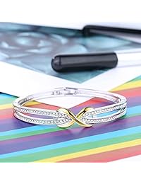 Angelady 14K Gold Plated Encounter Bangle Bracelet for Women Girls,Crystals from Swarovski,Infinity Lucky Endless Love to her