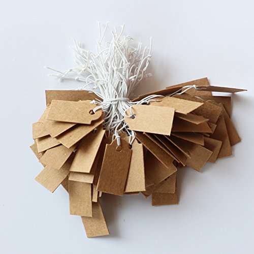 YEJI 100 pcs Kraft Paper Tags, Gift Tags with String Price Tags Jewelry