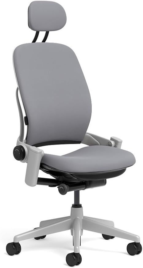 Amazon Com Steelcase Leap Task Chair Platinum Base Armless Headrest Hard Floor Casters Office Products