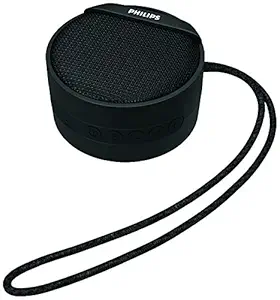 Philips Audio Bt40Bk/94 Bluetooth Portable Wireless Speaker With Carrying Strap, Built-In Mic And Sd Card Slot (Black)