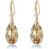 Austrian Crystal Teardrop Dangle Drop Earrings for Women 14K Gold Plated Hook Earring Hypoallergenic Jewelry Gifts for Women Girls