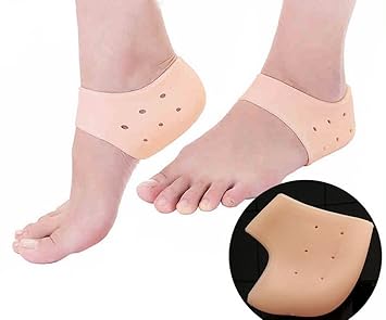 Heel Protector Cushion -Comfortable Plantar Fasciitis Silicone Gel Heel Protective Support Sleeve Skin Color (