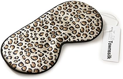 sleep mask with adjustable strap,comfortable and super soft eye mask ultimate sleeping aid,blindford leopard printing 100% silk