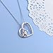 Flyow 925 Sterling Silver Cubic Zirconia Engraved Keep Me in Your Heart Cute Pig Heart Pendant Necklace for Women Birthday Graduation Gifts