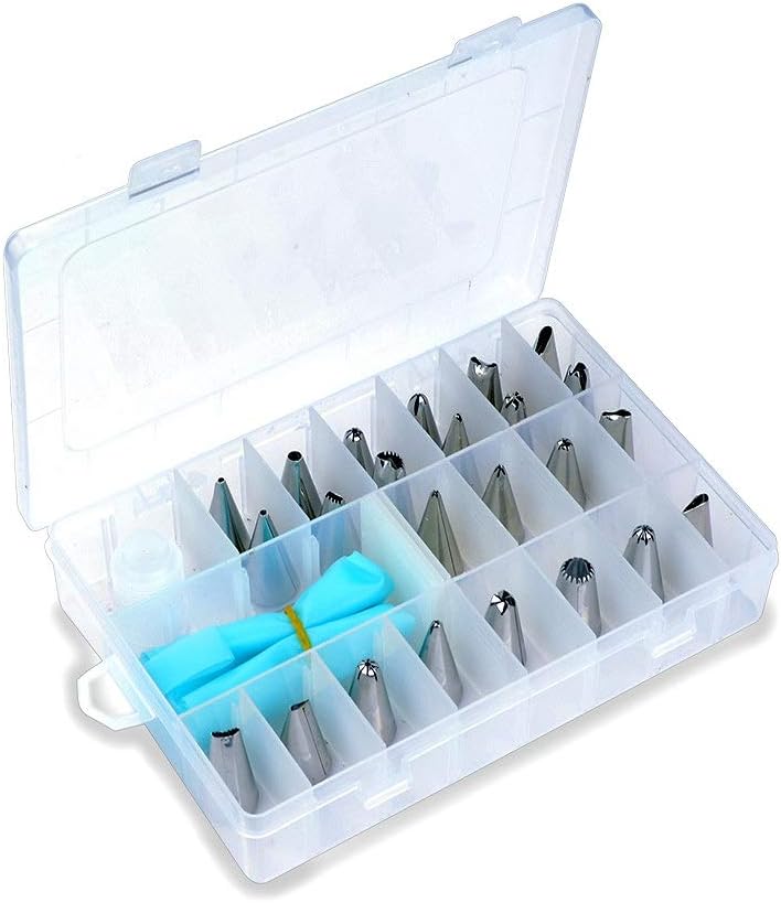 Julai Cake 24pcs Icing Piping Nozzles Tips Set Bakeware Baking Decorating Tools, stainless_steel, Multicolour, 2