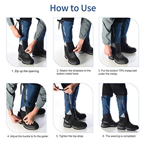 RUNACC Leg Gaiters Waterproof Shoe Gaiters for Outdoor Hiking Walking Hunting Mountain Climbing and Snowshoeing, Anti-Tear Oxford Fabric