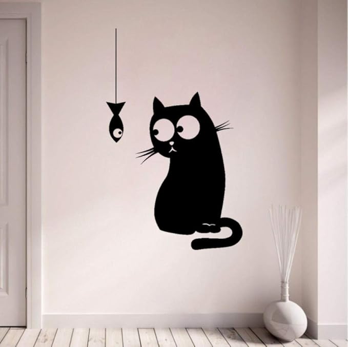 40.5CMx66CM Animal de dibujos animados Gato Humor Habitación en casa