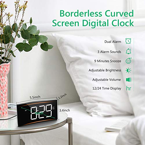 PICTEK Alarm Clock, Digital Clock with Dual Alarm, 6Level Brightness