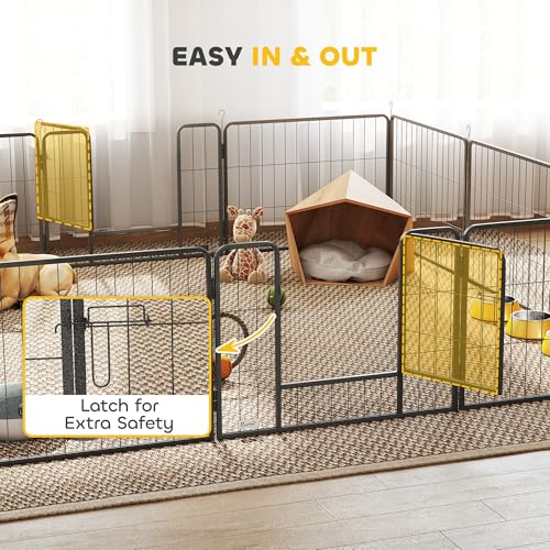 PawHut Dog Playpen, 31.5" W Heavy-Duty Metal Puppy Play Pen, Pet Exercise Fences for Outside and Indoor, DIY Design with Door for Small Dogs, 12 Panels, 23.5" H