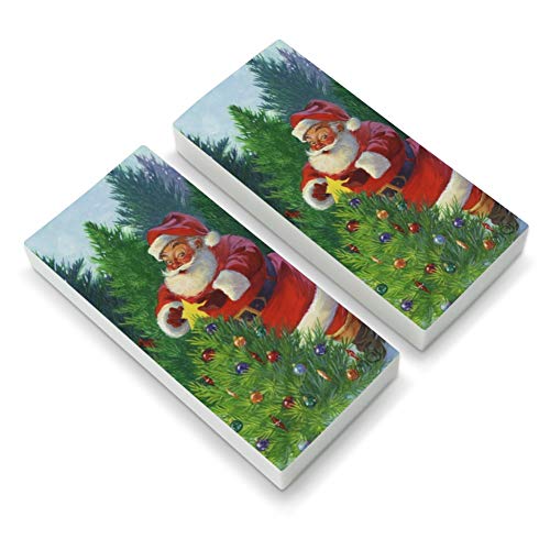 Christmas Holiday Santa Claus Trees Eraser Set of 2