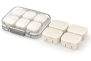 Weefla Ultra Small Travel Pill Organizer for Purse, 10 Tiny Detachable Inner Boxes, Airtight Vitamin Case Holder with Color Stickers, Compact & Portable Cute Medicine Container for Supplement (AP)