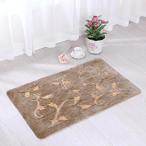 HAPLOVE Microfiber Water Absorbent Non-slip Antibacterial Rubber Bath Mat-camel,22.5x34 inch