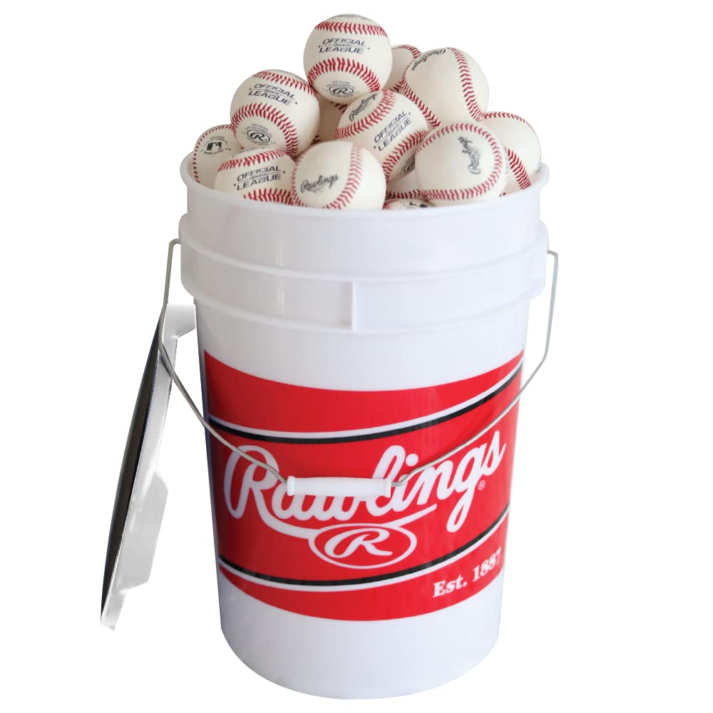 Photo 1 of **Only the bucket** Rawlings | Official League Competition Grade Baseballs | ROLB1X | Game/Practice Use | Youth/14U | Bucket | 24 Count