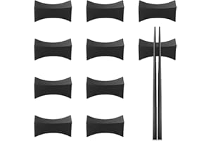 Lazycloud 10PCS Chopsticks Rest Little Chopsticks Stands Spoon Fork Holder Set Chopsticks Utensil Cutlery Stand Black