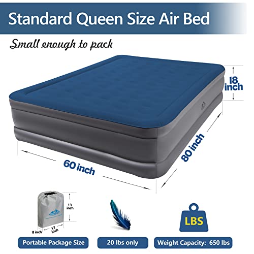YOMIFUN Queen Air Mattress with Builtin Pump, Raised 18" Double Height Inflatable Mattress