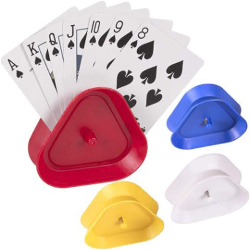 Playing Card Stand Holder,4 Packed Handsfree Card Playing Holder Clip Plastic Triangle Standing Poker Holder for Kids/Adults/Seniors Playing Cards Holder Poker Clip for Game Supply