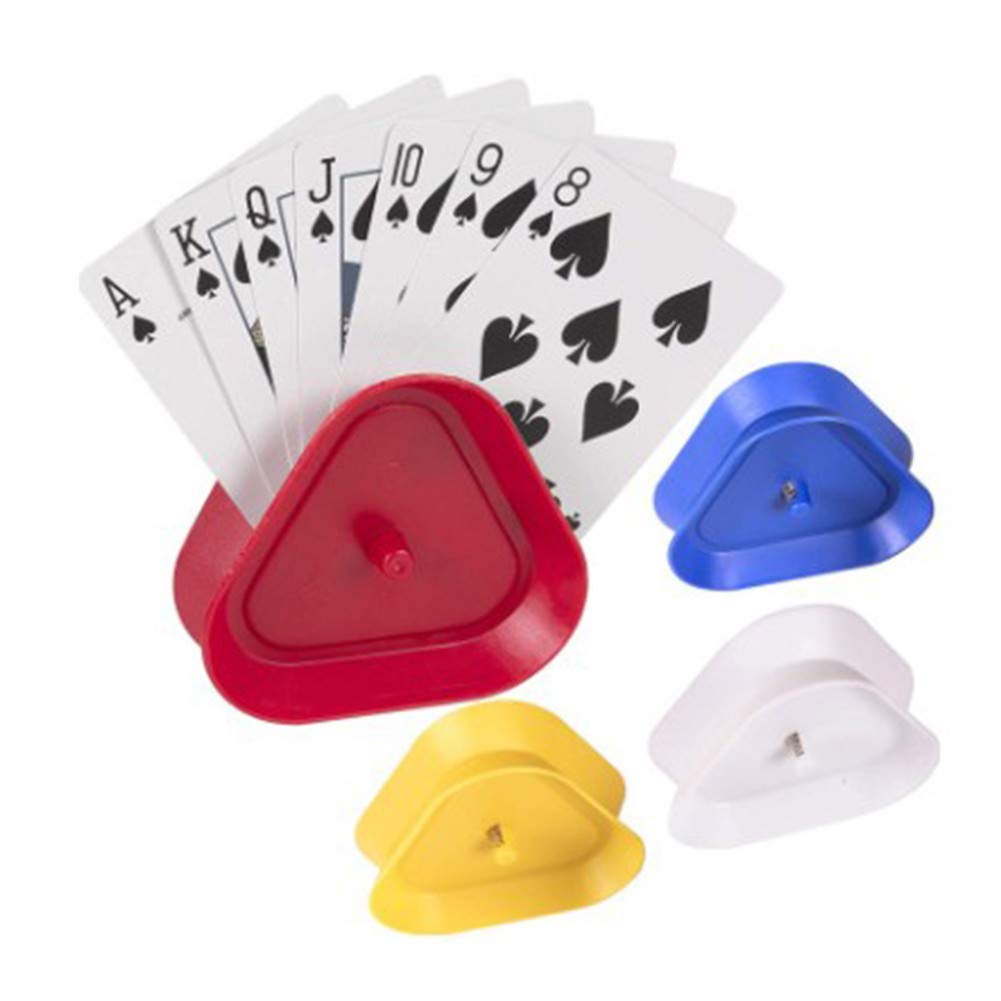Playing Card Stand Holder,4 Packed Handsfree Card Playing Holder Clip Plastic Triangle Standing Poker Holder for Kids/Adults/Seniors Playing Cards Holder Poker Clip for Game Supply