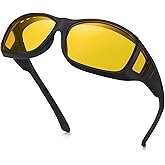 Night Vision Driving Glasses Fit Over Glasses for Men Women Anti Glare Polarized HD Night Time Glasses for Driving Yellow Len