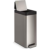 Kohler 13-Gallon Slim Step Trash Can, Stainless Steel, Space-Saving Design with Bifold Lid, Durable and Easy to Clean, K-23826-ST