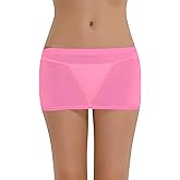 LinvMe Women's Sexy See Through Sheer Micro Mini Thight Skirt