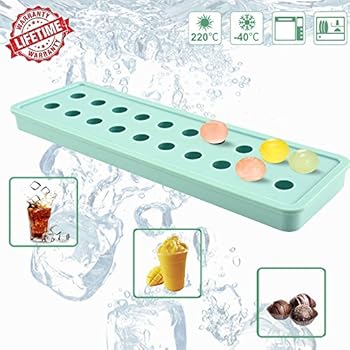 Silicone Ice Cube Moulds,IC ICLOVER Easy-Pop Mini 20 Cavities DIY Ice Trays Sphere Round Ball Maker for Cocktails Whiskey Particles & Soap, Candy Pudding Jelly Milk Juice Molds for Halloween Christmas