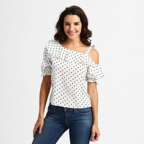 Pocciol Women Favorite Tops, 2018 Newly Women Soft Chiffon Lace Short Sleeve T Shirt Splice Crop Casual Top Blouse (Newly Love-K, XL) - Thumbnail 4