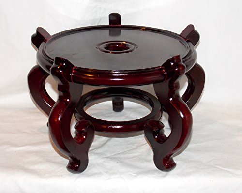 NEW 9.5″ DIAMETER x 8″ TALL WOODEN ORIENTAL DARK CHERRY FISH BOWL PLANT STAND HOLDER QUALITY! (ON SALE NOW)