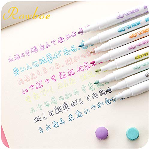 Gift Card Writing & Drawing Double Line Outline Pen,Creative Art Marker 8 Color Double Line Pen Light Color Fluorescent Marker crafts supplies stationery