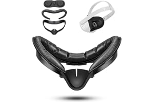 Mviioe for Quest 2 Face Cushion, Quest 2 Face Pad Light PU Leather Foam Face Cover Replacement Pad Washable Lightproof Anti-Leakage (Black)