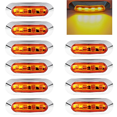 FXC Amber LED Trailer Lights Side Marker Lights Car Emergency Kit Purishion 4 LED Clearance Lamps 12V 24V For Cars Truck Trailer Lorry Van Pickup (10PCS)