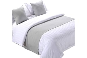 TOPLACKER Hotel Bed Runner Scarf and 2 Pillowcase Count Solid Color Soft Bedspreads Coverlets Home Decoration for Bed Cover with Matching Pillows for Twin Queen King Size Bed Queen ( Color : Light Grey , Size :