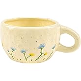 Denovin Ceramic Coffee Mug, Creative Flower Fruit Cup for Women Friends, 8.5 oz/250 ml Cute Coffee Mugs for Latte Tea Milk (Fresh Daisy)