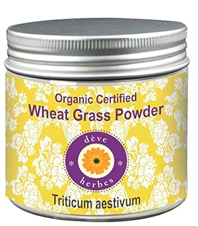 Deve Herbes Pure Wheatgrass Powder (Triticum Aestivum) Organic Certified 100% Natural Therapeutic Grade, 100 g